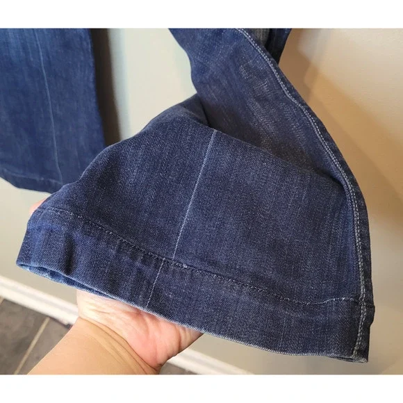 7 For All Mankind Womens Dojo Blue Denim Low Rise Flare Jeans Size 28 - Picture 13 of 16